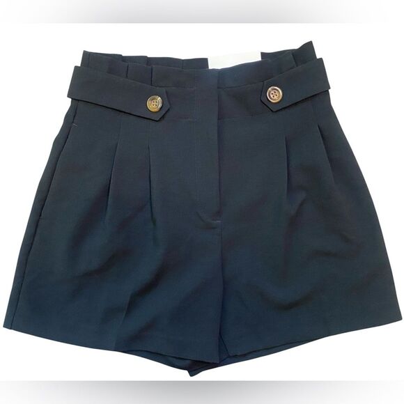 Ann Taylor Black High Rise Pleat Front Shorts - Picture 1 of 10